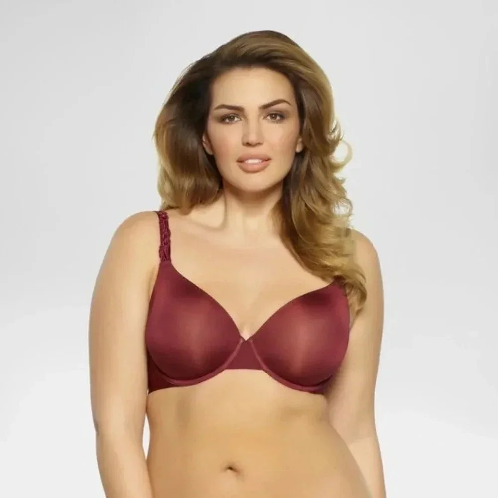 40C Paramour 135035 Lissa‎ Contour UW Bra Burgundy NWT